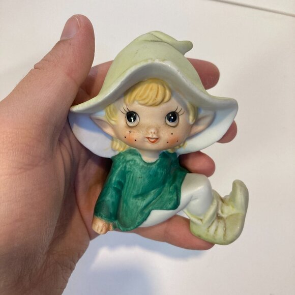 Homco Vintage Pixie Elves Elf Set of 2 Fairy Girls Figurine Taiwan Garden - Picture 7 of 14